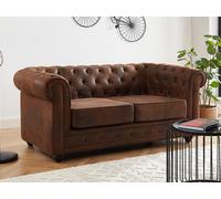 Canapé 2 places CHESTERFIELD en microfibre aspect cuir vieilli
