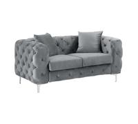 Canapé 2 places chesterfield en velours anthracite EDWINA