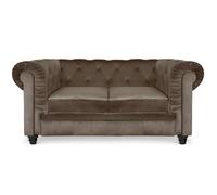 Canapé 2 places Chesterfield en velours taupe - MENZZO - fixe - accoudoirs - style classique