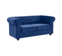 Canapé 2 places CHESTERFIELD - Velours bleu roi