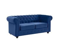 Canapé 2 places CHESTERFIELD - Velours bleu roi