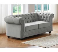 Canapé 2 places CHESTERFIELD - Velours gris clair Gris clair