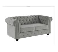 Canapé 2 places CHESTERFIELD - Velours gris clair