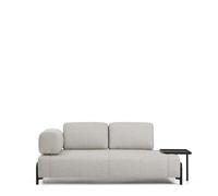 Canapé 2 places Compo beige grisé avec grand plateau et structure en métal noir 200 cm FSC Mix Credit