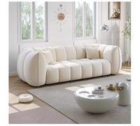 Canapé 2 places confortable, rembourrage en mousse et fibres, canapé compressé sans os au design innovant, grand pouf pour chambre à coucher, salon, blanc, 200 x 110 x 72 cm