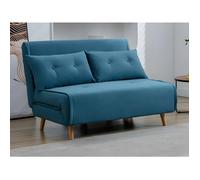 Canapé 2 places convertible en tissu bleu URIBIA