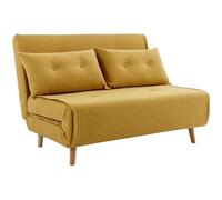 Canapé 2 places convertible en tissu jaune moutarde URIBIA