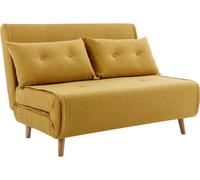 Canapé 2 places convertible en tissu jaune moutarde URIBIA