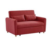 Canapé 2 places convertible en tissu rouge AYLA