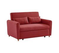 Canapé 2 places convertible en tissu rouge AYLA