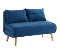 Canapé 2 places convertible en tissu VALERIO - Bleu
