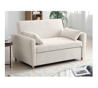 Vente-unique - Canapé 2 Places Convertible en Velours côtelé Beige AYLA
