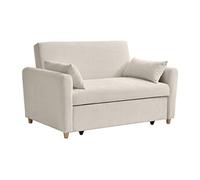 Canapé 2 places convertible en velours côtelé beige AYLA