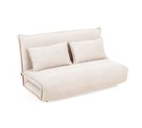 Canapé 2 places convertible en velours côtelé beige - GRACIE Meubletmoi