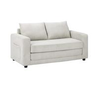 Canapé 2 places convertible en velours côtelé beige MIRTO