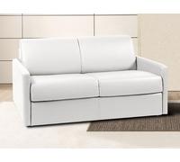 Canapé 2 places convertible express en simili CALIFE - Blanc - Couchage 120 cm - Matelas 18 cm