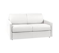 Canapé 2 places convertible express en simili blanc - Couchage 120 cm - Matelas 18 cm CALIFE