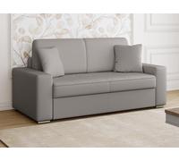 Canapé 2 places convertible express en simili - Gris - Couchage 120 cm - Matelas 18 cm EMIR