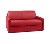 Canapé 2 places convertible express en simili rouge avec assise mémoire de forme - Couchage 120 cm - Matelas 18 cm CALIFE