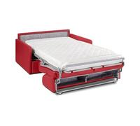 Canapé 2 places convertible express en simili rouge avec assise mémoire de forme - Couchage 120 cm - Matelas 14 cm CALIFE