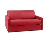Vente-unique - Canapé 2 Places Convertible Express en Simili Rouge avec Assise mémoire de Forme - Couchage 120 cm - Matelas 14 cm CALIFE