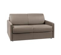 Canapé 2 places convertible express en simili taupe avec assise mémoire de forme - Couchage 120 cm - Matelas 14 cm CALIFE