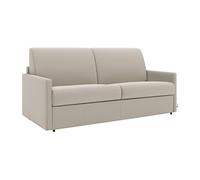 Canapé 2 places convertible express en tissu beige avec assise mémoire de forme - Couchage 120 cm - Matelas 14 cm CALIFE