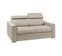 Canapé 2 places convertible express en tissu beige avec assise mémoire de forme - Couchage 120 cm - Matelas 18 cm VIZIR