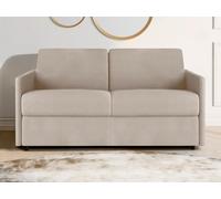 Canapé 2 places convertible express en tissu CALIFE - Beige - Couchage 120 cm - Matelas 14 cm Beige