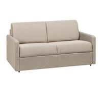 Canapé 2 Places Convertible Express en Tissu CALIFE - Beige - Couchage 120 cm - Matelas 14 cm