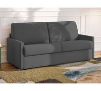 Canapé 2 places convertible express en tissu gris avec assise mémoire de forme - Couchage 120 cm - Matelas 14 cm CALIFE