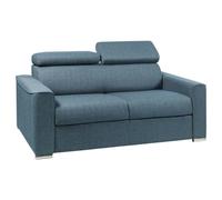 Canapé 2 Places Convertible Express en Tissu Vizir - Bleu - Couchage 120 cm - Matelas 18 cm