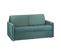 Canapé 2 places convertible express en velours vert menthe - Couchage 120 cm - Matelas 14 cm CALIFE