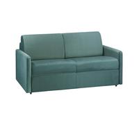Canapé 2 places convertible express en velours vert menthe - Couchage 120 cm - Matelas 14 cm CALIFE