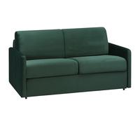 Vente-unique - Canapé 2 Places Convertible Express en Velours Vert Sapin - Couchage 120 cm - Matelas 22 cm avec mémoire de Forme CALIFE