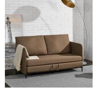 [en.casa] Canapé 2 Places Convertible Banquette Lit d'Appoint BZ Canapé-Lit Futon Divan pour Studio Salon Chambre d'Invité Acier Polyester 78 x 125 x 67 cm Marron