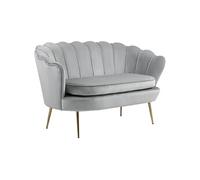 Canapé 2 places coquillage canapé design dim. 130L x 77l x 77H cm pieds dorés effilés velours gris