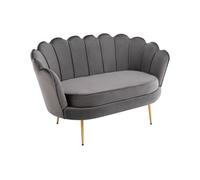 Canapé 2 places coquillage en velours anthracite DANDELION de Pascal Morabito Gris anthracite