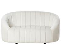 Canapé 2 Places Coquillage en Velours Blanc Cassé Assise Profilée Style Rétro Ma