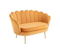 Canapé 2 places coquillage en velours jaune moutarde DANDELION de