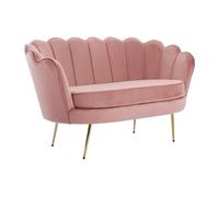 Canapé 2 places coquillage en velours rose DANDELION de