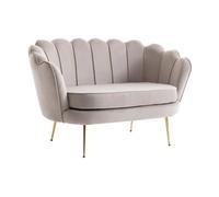 Canapé 2 places coquillage en velours taupe DANDELION de