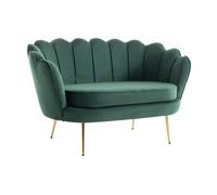 Canapé 2 places coquillage en velours vert sapin DANDELION de