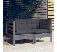 Vidaxl Canapé 2 Places De Jardin Avec Coussins Anthracite Bois De Pin