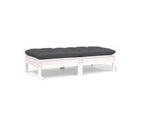 Bois de Pin Massif Salon de Jardin 3 pcs avec Coussins Blanc Mobilier vidaXL