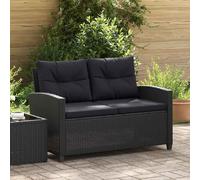Canapé 2 Places de Jardin et Coussins Noir 124 cm Résine Tressée Patio vidaXL