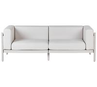 Canapé 2 Places de Jardin Moderne Structure Synthétique avec Coussins Beige Clai