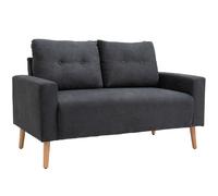 HOMCOM Canapé 2 Places Design scandinave dim. 145L x 76l x 88H cm Pieds Bois Massif Tissu Gris foncé