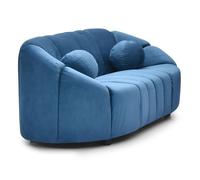 Menzzo Canapé 2 Places Design Sidonie - Velours Bleu Luxe, Canapé Droit Confortable, Style Moderne pour Salon et Séjour
