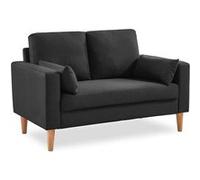 Canapé en tissu gris chiné foncé - Bjorn - Canapé 2 places fixe droit pieds bois. style scandinave